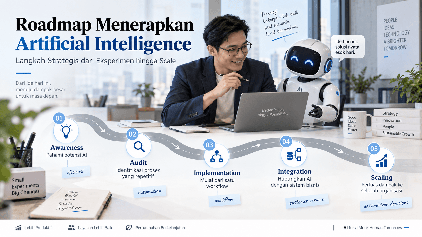 AI Roadmap untuk Bisnis: Panduan Lengkap Menerapkan Artificial Intelligence dari Nol hingga Scale